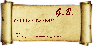 Gillich Benkő névjegykártya
